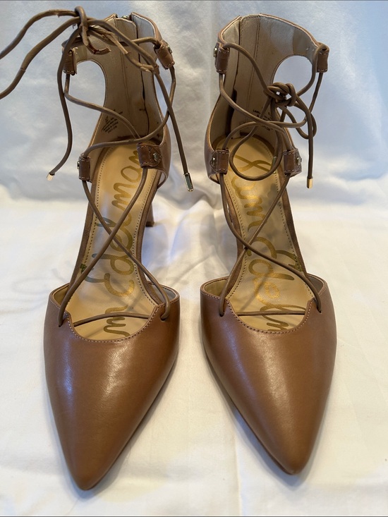 Sam Edelman Shoes - Sam Edelman Tan Lace-Up Pointed Toe Heels